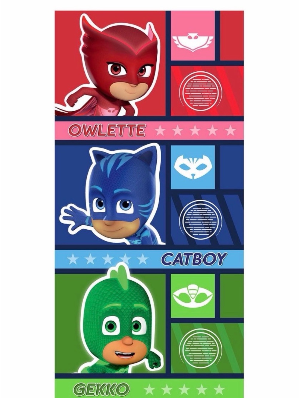 PJ MASKS Kids Plush Beach Towel - Red, Blue, Green